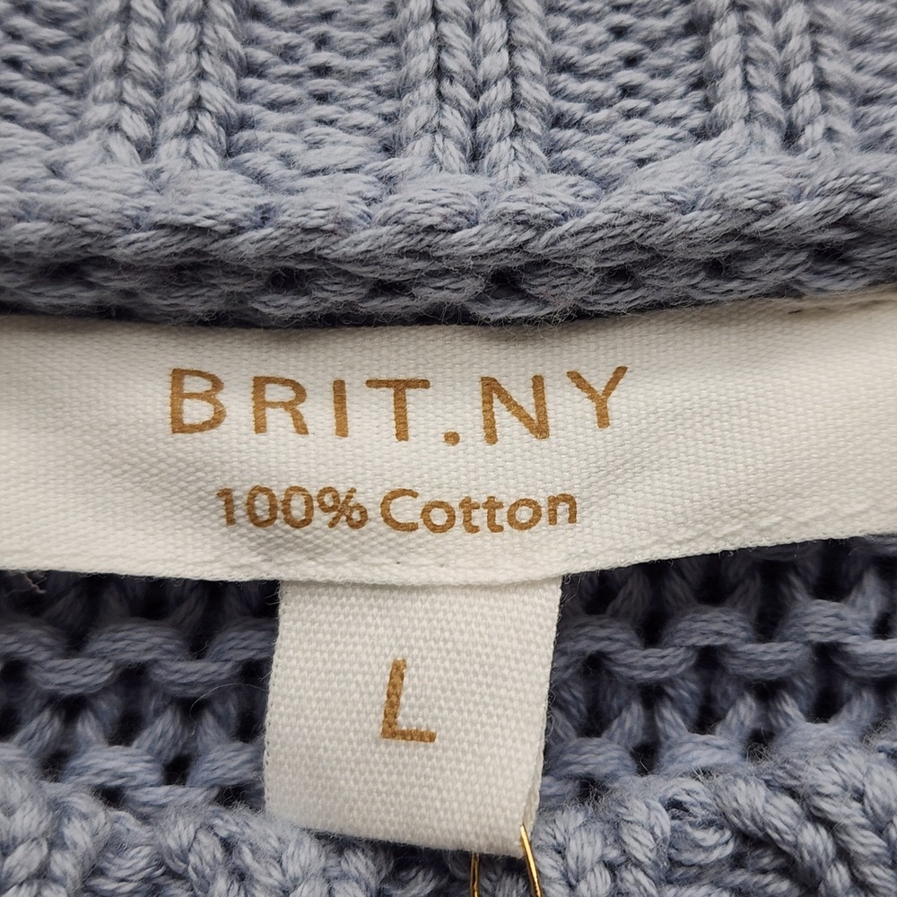 NWT BRIT.NY Women Cable Knit Cotton Sweater Preppy Coastal Nautical Large Top - Picture 5 of 10